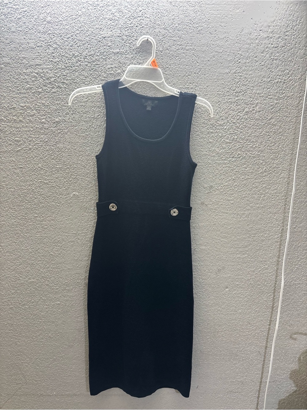 Banana Republic Black Sleeveless Midi Dress with Button Waist